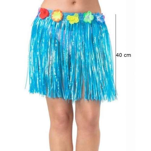 Yetişkin ve Çocuk Uyumlu Mavi Renk Püsküllü Hawaii Luau Hula Etek 40 cm Yetişkin ve Çocuk Uyumlu Mavi Renk Püsküllü Hawaii Luau Hula Etek 40 cm
