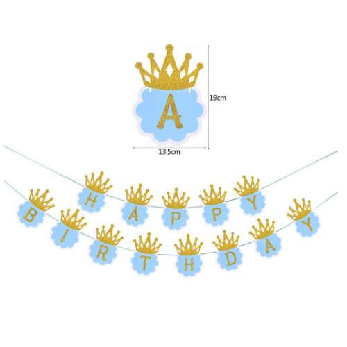 Simli Happy Birthday Flama Dekor 3 Metre Mavi Renk Simli Happy Birthday Flama Dekor 3 Metre Mavi Renk