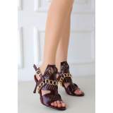 Bordo Rugan Topuklu Ayakkabı