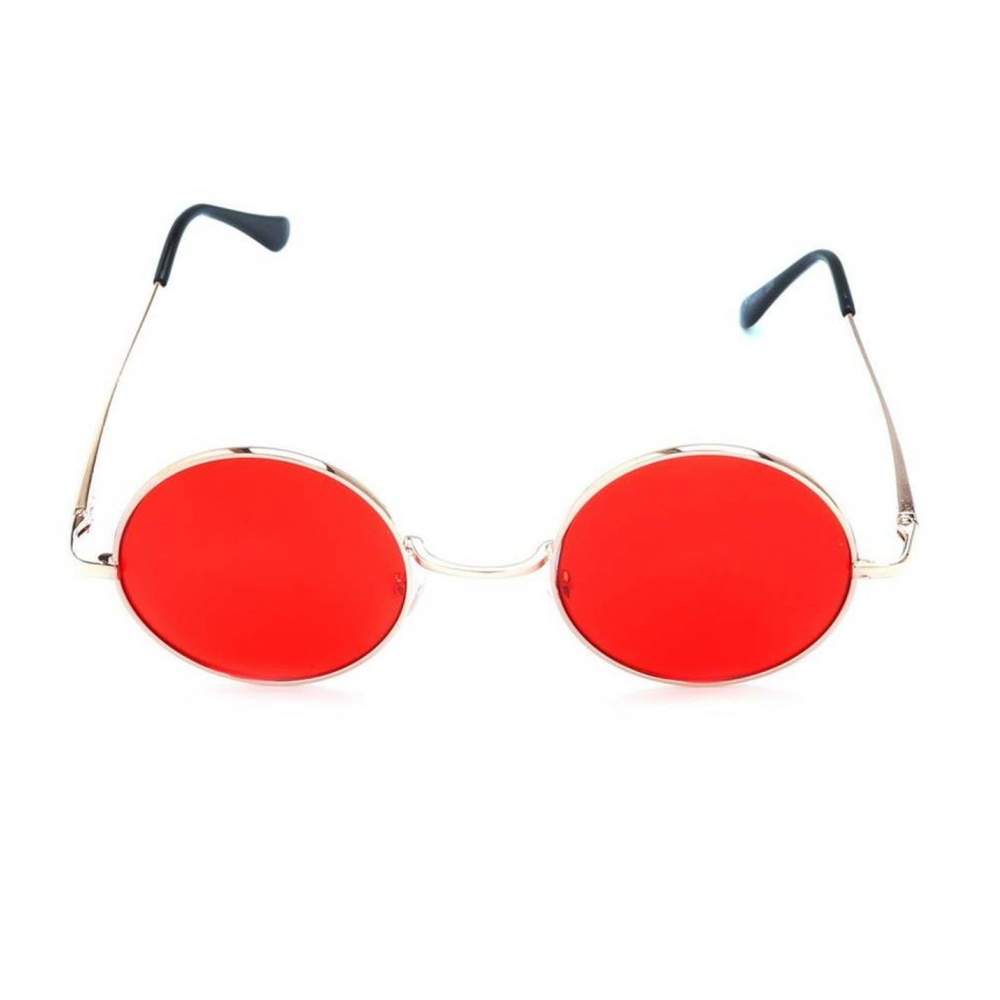 Yuvarlak Cam John Lennon Tarzı Gold Çerçeveli Kırmızı Gözlük