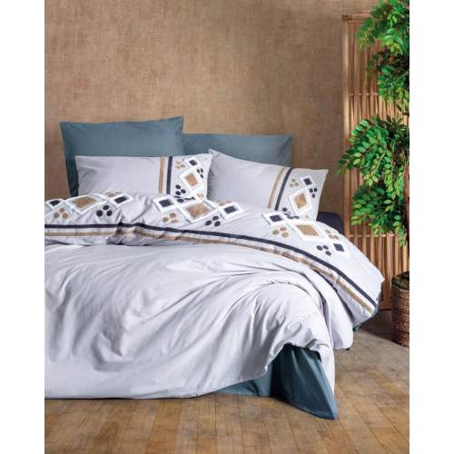 Puff Nakışlı Ranforce Çift Kişilik Nevresim Takımı Stesso Mavi Puff Nakışlı Ranforce Çift Kişilik Nevresim Takımı Stesso Mavi