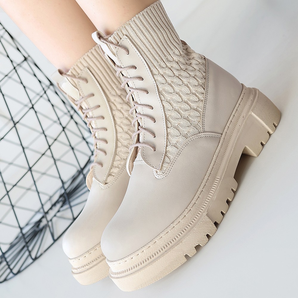 Bej Cilt Bağcıklı Bot