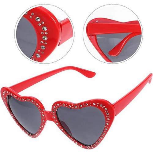 Kalp Şekilli Taşlı Parti Gözlüğü Kırmızı Renk 6x16 cm Kalp Şekilli Taşlı Parti Gözlüğü Kırmızı Renk 6x16 cm