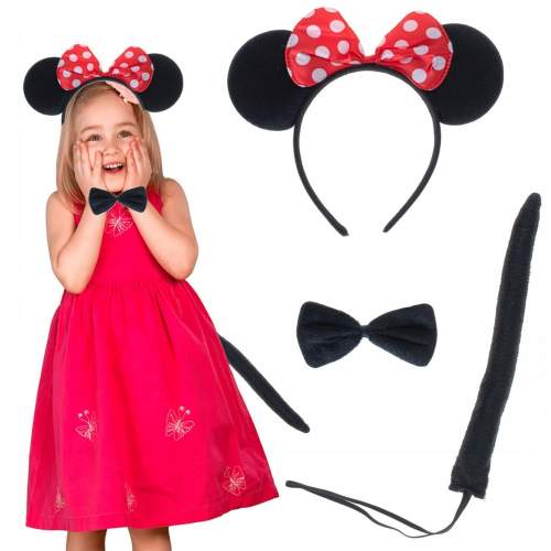 Minnie Mouse Kostüm Seti Taç Kuyruk Papyon Gösteri Seti Minnie Mouse Kostüm Seti Taç Kuyruk Papyon Gösteri Seti
