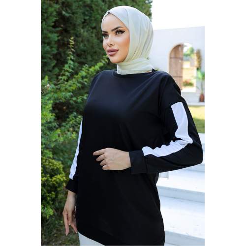 Şeritli Tunik Siyah Şeritli Tunik Siyah