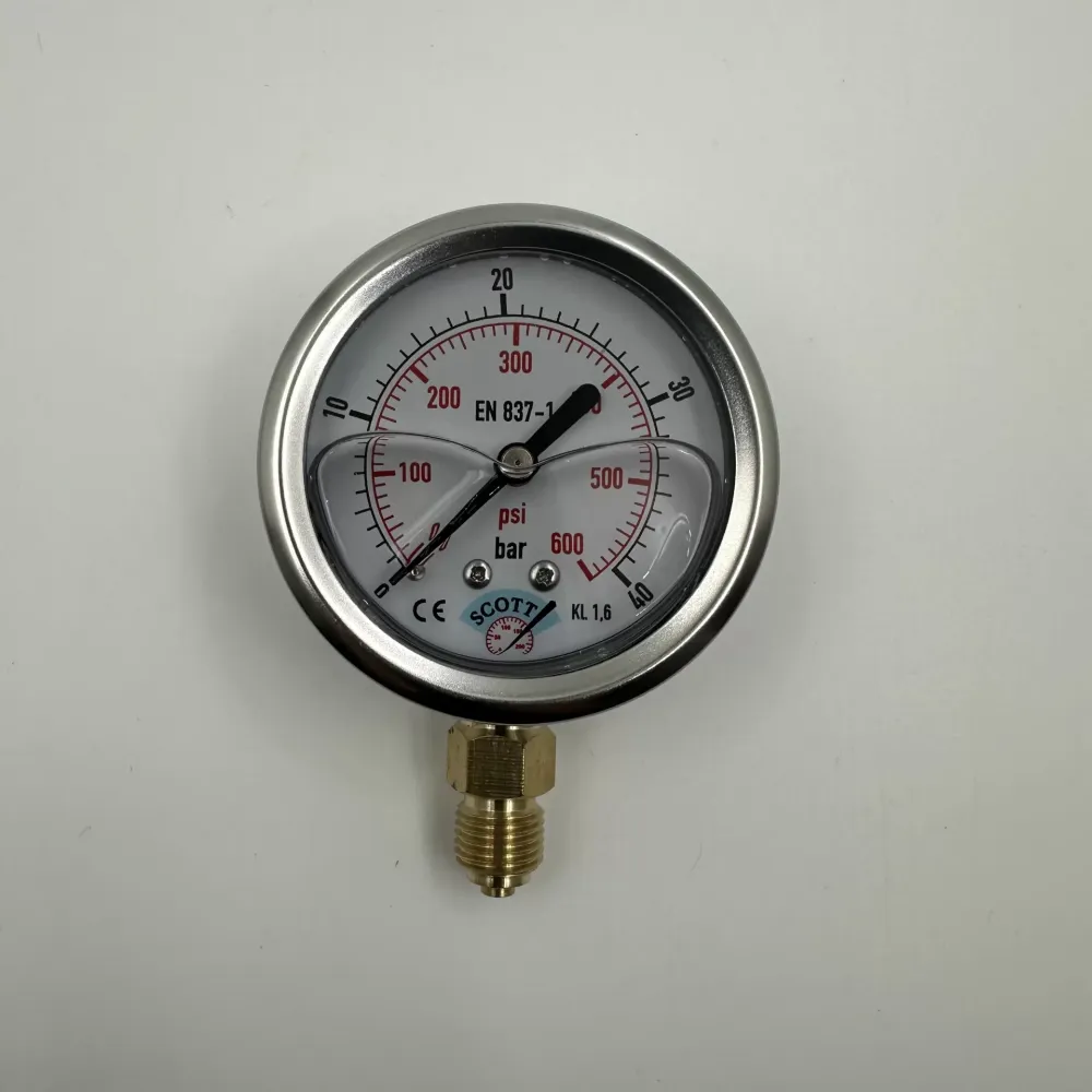 Q 63 - 0 - 40 BAR 1/4 ALTTAN ÇIKIŞLI GLİSERİNLİ MANOMETRE (Lisinya)