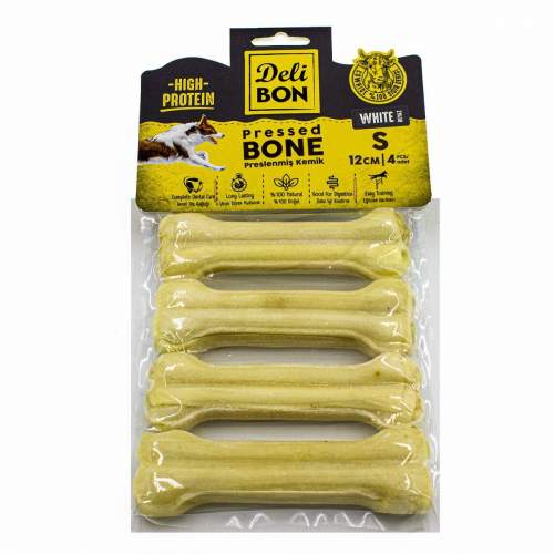 Deri Köpek Çiğneti Pres Kemik 4x12cm Beyaz Deri Köpek Çiğneti Pres Kemik 4x12cm Beyaz