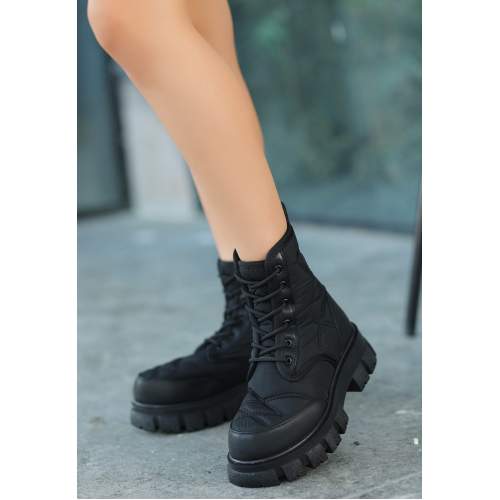 Siyah Cilt Bağcıklı Bot Siyah Cilt Bağcıklı Bot