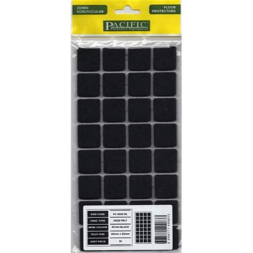 Pacific 6025 BL Yapışkanlı Keçe 25 mm X 25 mm Siyah