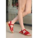 Kırmızı Deri Sandalet