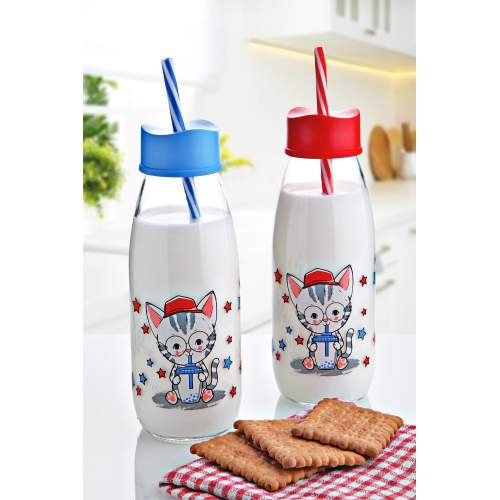 Hayvan Figürlü Pipetli Su Ve Süt Şişesi Cam 500 ML Hayvan Figürlü Pipetli Su Ve Süt Şişesi Cam 500 ML