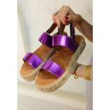 Mor Cilt Cırt Cırtlı Sandalet