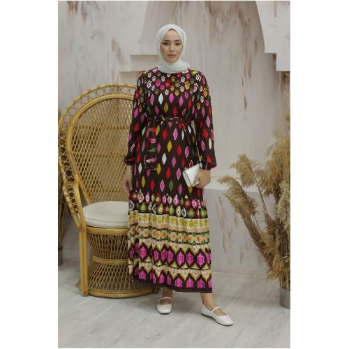 Mercan Desen Elbise Kahve Mercan Desen Elbise Kahve