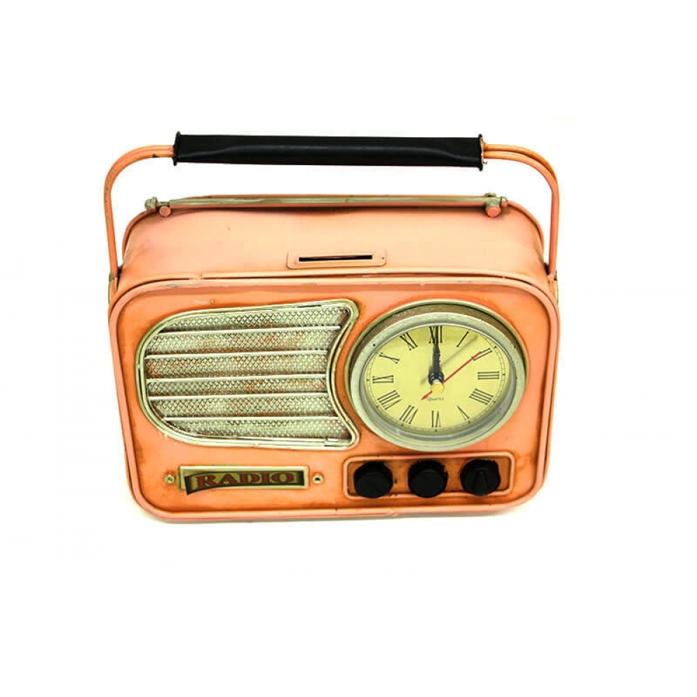 Vintage Tasarım Dekoratif Metal Radyo Saat