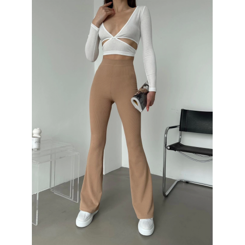 Şık Ve Rahat Yüksek Bel İspanyol Paça Fitilli Toparlayıcı Bej Tayt Şık Ve Rahat Yüksek Bel İspanyol Paça Fitilli Toparlayıcı Bej Tayt