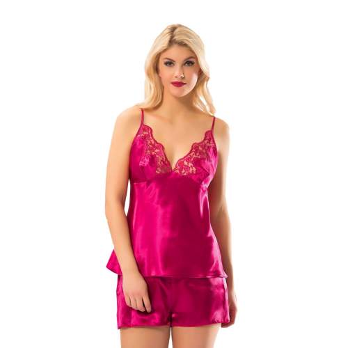 Fuşya Saten Babydoll Şortlu Takım Fuşya Saten Babydoll Şortlu Takım