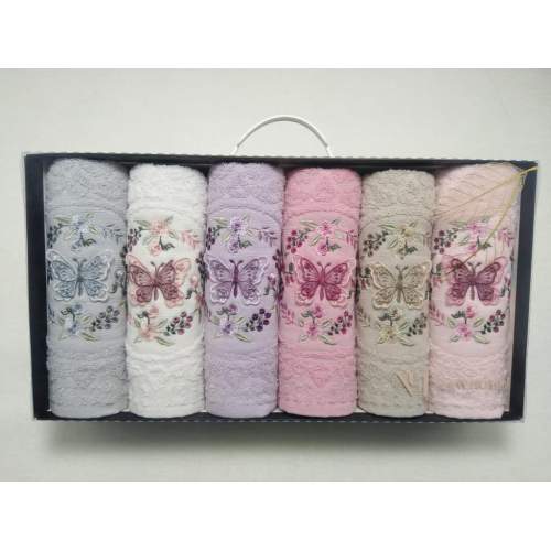 NH Clara Renkli Nakışlı 6lı havlu 50x90cm NH Clara Renkli Nakışlı 6lı havlu 50x90cm