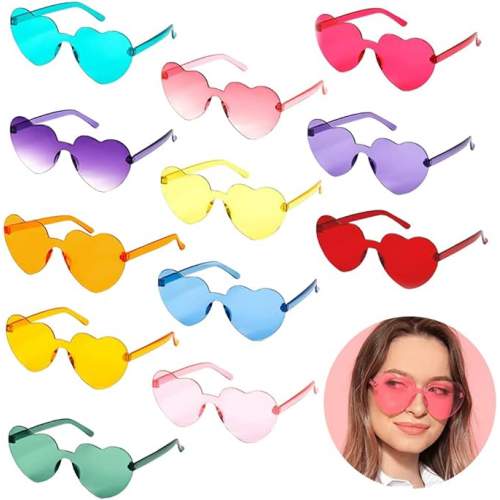 Kalp Şekilli Çerçevesiz Parti Gözlüğü 6 Renk 6 Adet Kalp Şekilli Çerçevesiz Parti Gözlüğü 6 Renk 6 Adet