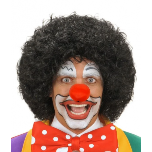 Siyah Renk Kıvırcık Afro Bonus Peruk Saç ve Kırmızı Sünger Burun Seti Siyah Renk Kıvırcık Afro Bonus Peruk Saç ve Kırmızı Sünger Burun Seti