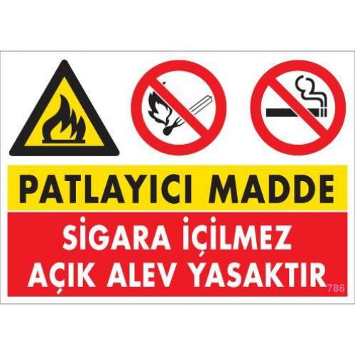 Patlayıcı Madde Uyarı Levhası 25x35 KOD:786 Patlayıcı Madde Uyarı Levhası 25x35 KOD:786