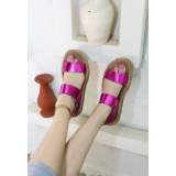 Fuşya Cilt Cırt Cırtlı Sandalet