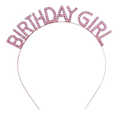 Pembe Renk Kristal Taşlı Parlak Birthday Girl Yazılı Taç 16x17 cm Pembe Renk Kristal Taşlı Parlak Birthday Girl Yazılı Taç 16x17 cm