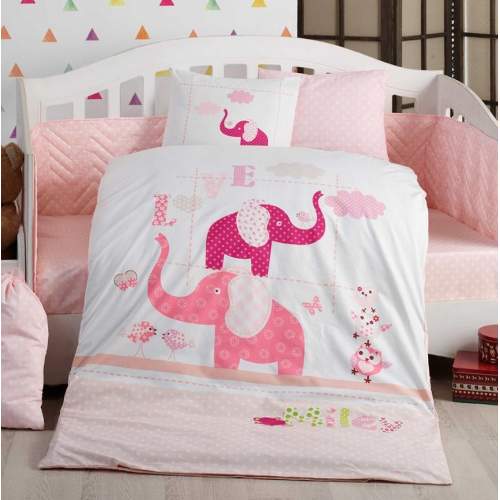 Pretty Pembe Poplin Bebek Nevresim Takımı Pretty Pembe Poplin Bebek Nevresim Takımı