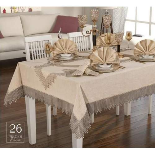 25 Parça Masa Örtüsü Seti Karin Cappuccino 25 Parça Masa Örtüsü Seti Karin Cappuccino