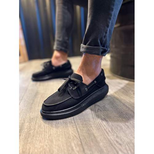 Yüksek Taban Mevsimlik Süet Ayakkabı Siyah (Siyah Taban) Yüksek Taban Mevsimlik Süet Ayakkabı Siyah (Siyah Taban)