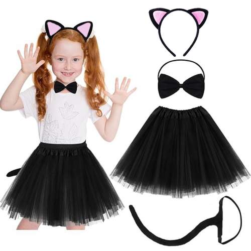 Kedi Kulak Taç Etek Kuyruk ve Papyon 4 lü Set Çocuk Pembe Kedi Kulak Taç Etek Kuyruk ve Papyon 4 lü Set Çocuk Pembe