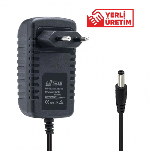 Ujtoys 6 Volt 1 Amper 5.5*2.5 Uçlu Yerli Üretim Priz Tipi Adaptör Ujtoys 6 Volt 1 Amper 5.5*2.5 Uçlu Yerli Üretim Priz Tipi Adaptör