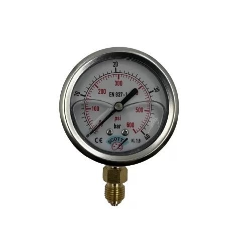 Q 63 - 0 - 40 BAR 1/4 ALTTAN ÇIKIŞLI GLİSERİNLİ MANOMETRE (Lisinya)