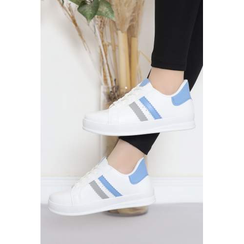 Şeritli Günlük Ayakkabı Beyazmavi Şeritli Günlük Ayakkabı Beyazmavi