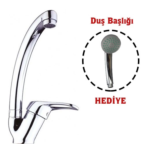 Mix Kuğu Mutfak Evye Batarya + Duş Başlığı Hediyeli Mix Kuğu Mutfak Evye Batarya + Duş Başlığı Hediyeli