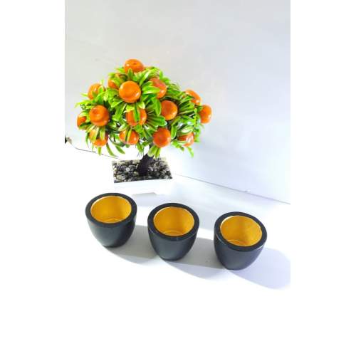 3 lü Sukulent Saksı - Siyah Gold Kaktüs Saksı Beton Çiçek Saksısı 3 lü Sukulent Saksı - Siyah Gold Kaktüs Saksı Beton Çiçek Saksısı