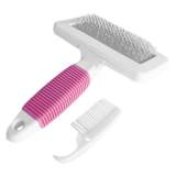 Temizleme Aparatlı Kedi Köpek Tarağı 9.5 cm-14 cm Medium Pembe