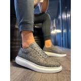 Yüksek Taban Harf Desenli Günlük Ayakkabı  Gri