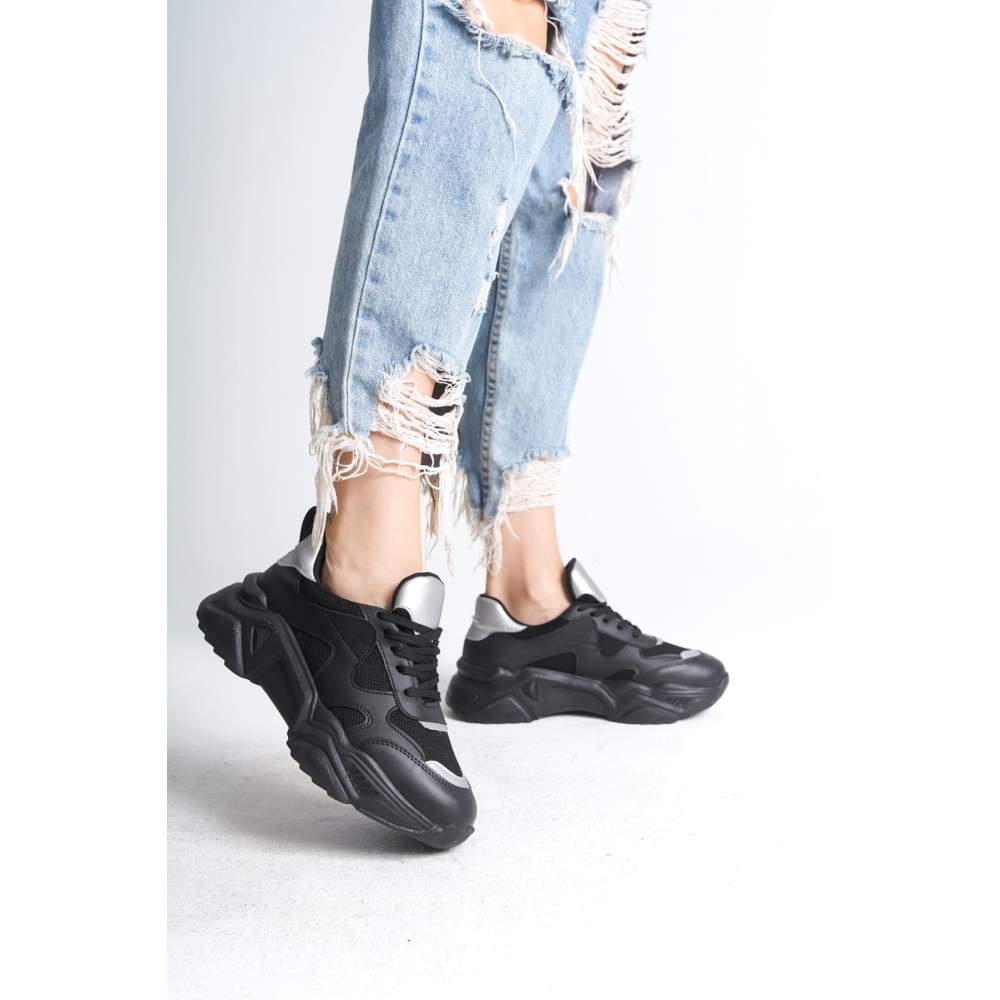 Lisinya948 Bağcıklı Ortopedik Taban Triko Detaylı Kadın Spor Ayakkabı ST Siyah/Gri Lisinya948 Bağcıklı Ortopedik Taban Triko Detaylı Kadın Spor Ayakkabı ST Siyah/Gri