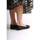 Lisinya948  Bağcıksız Ortopedik Rahat Taban Toka Detaylı Kadın Babet Ayakkabı ST Siyah