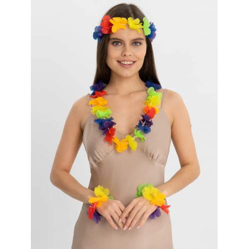 Rengarenk Hawaii Kolye Taç Bileklik Seti 4 Parça Rengarenk Hawaii Kolye Taç Bileklik Seti 4 Parça