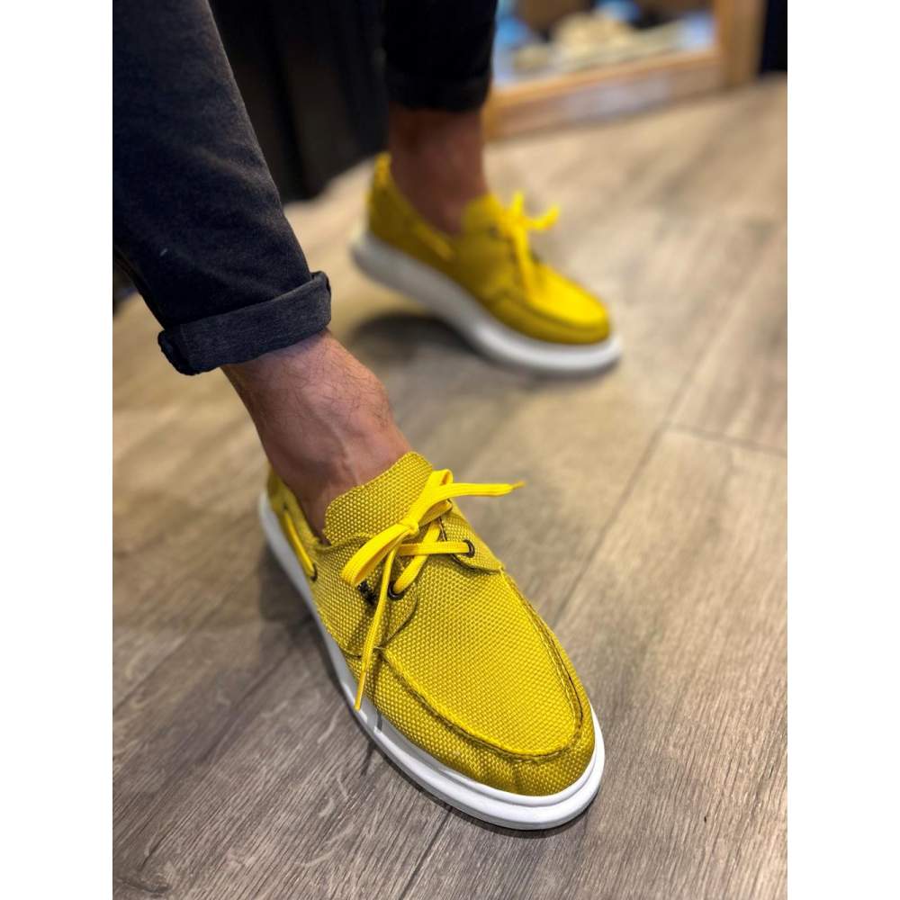 Yüksek Taban Mevsimlik Keten Ayakkabı  Sarı