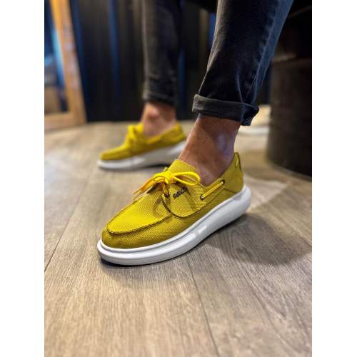 Yüksek Taban Mevsimlik Keten Ayakkabı  Sarı