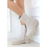 Bej Cilt Topuklu Bot