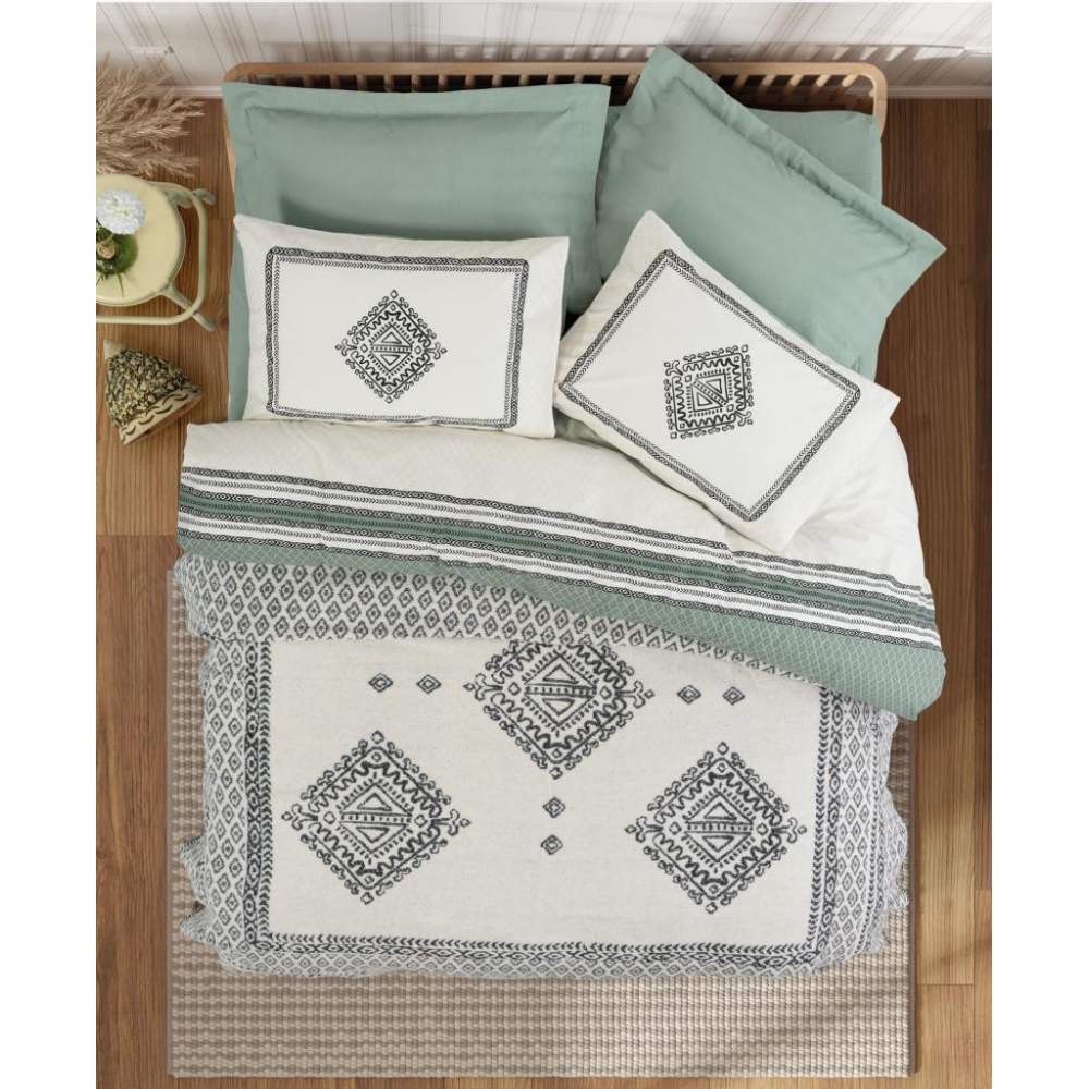 Çift Kişilik Battaniyeli Nevresim Takımı Hardy Yeşil