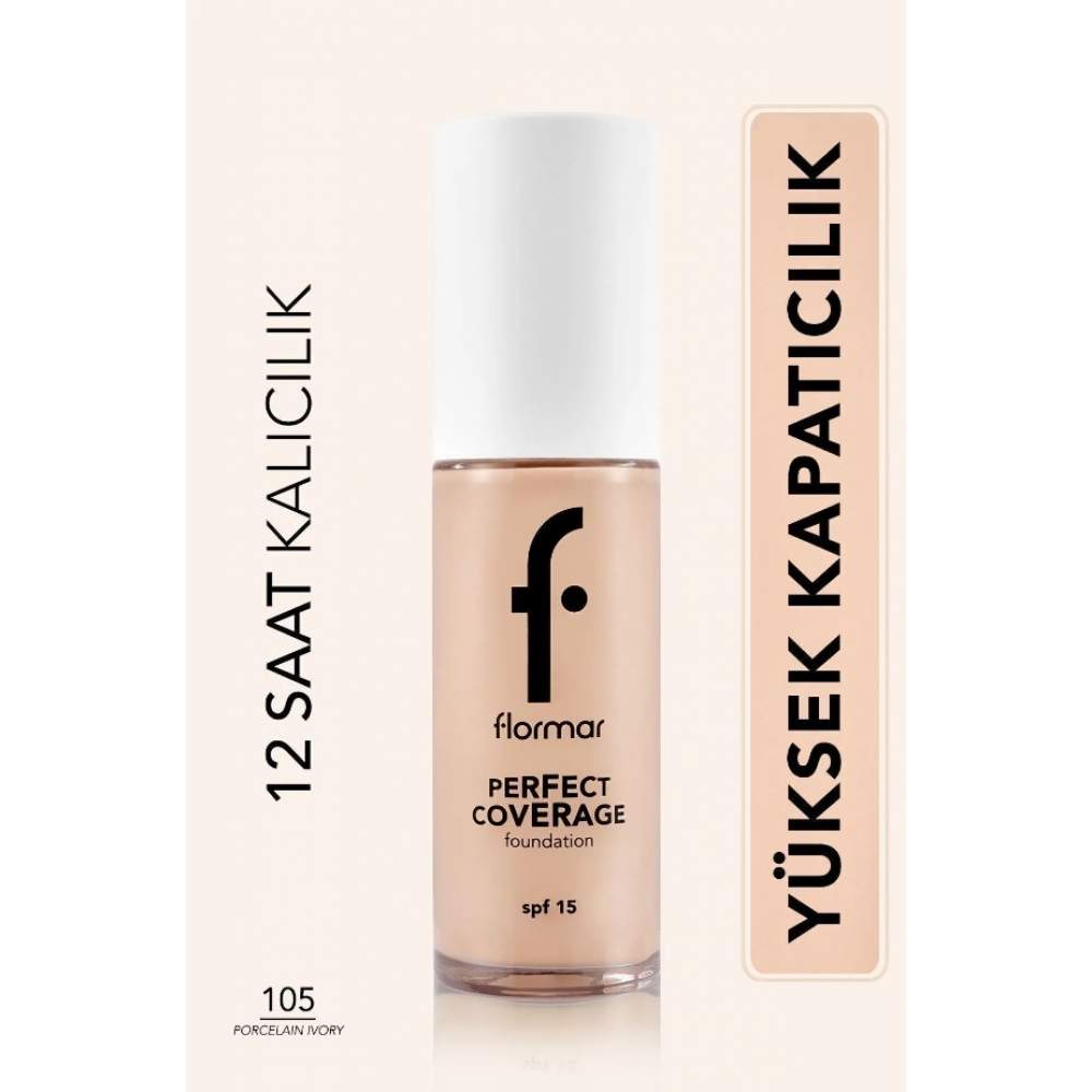 Flormar Perfect Coverage 105 Porcelain Ivory Yoğun Kapatıcı Su Bazlı Fondöten