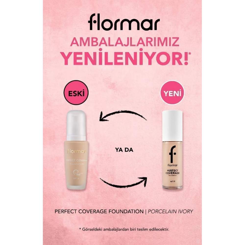 Flormar Perfect Coverage 105 Porcelain Ivory Yoğun Kapatıcı Su Bazlı Fondöten