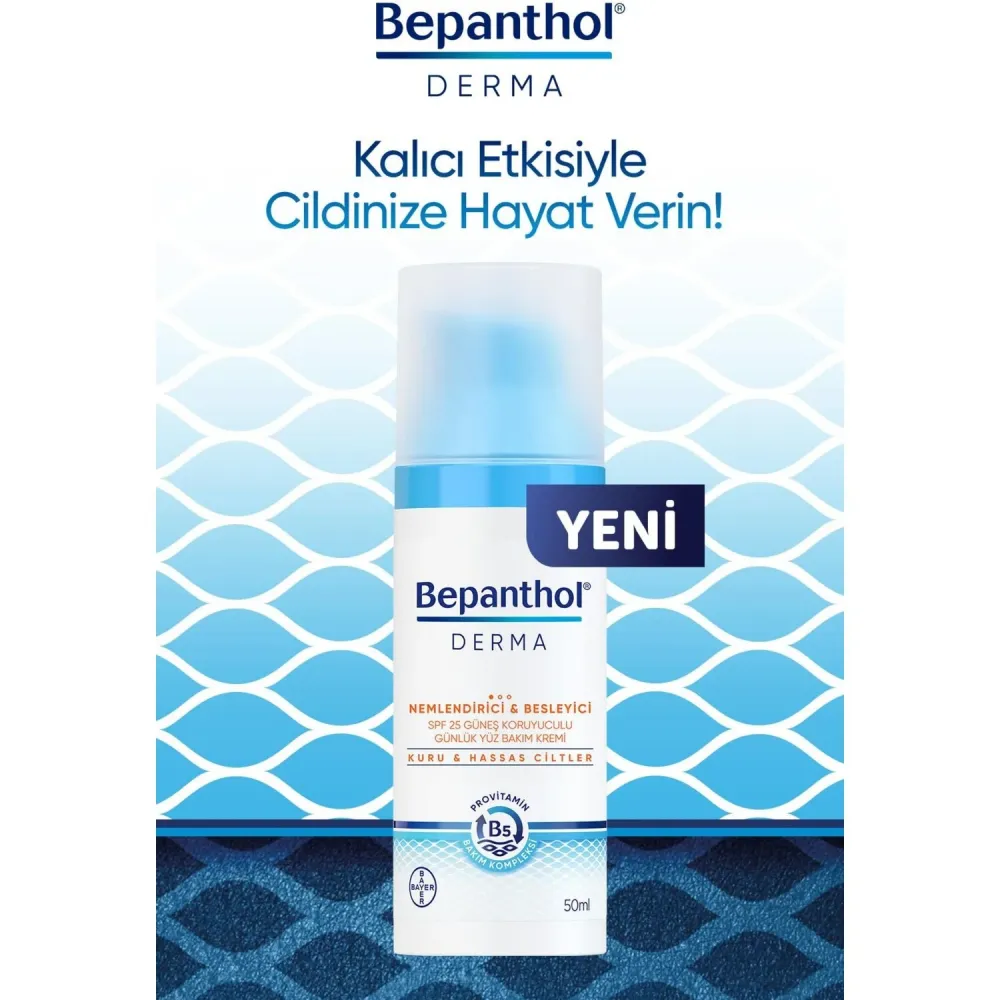 Bepanthol Derma Nemlendirici & Besleyici Spf 25 Güneş Koruyuculu Günlük Yüz Bakım Kremi 50 Ml( 2028)