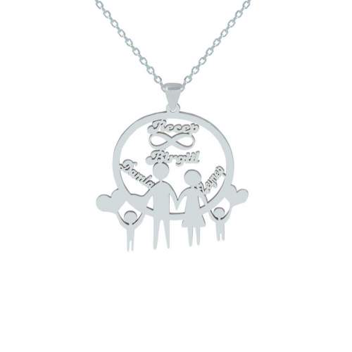 4 İsimli Aileye Özel Gümüş Kolye 4 İsimli Aileye Özel Gümüş Kolye