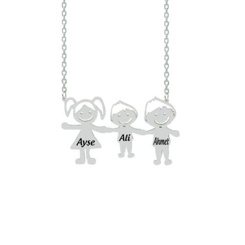 Özel Tasarım Üç Kardeş İsimli Kolye Özel Tasarım Üç Kardeş İsimli Kolye