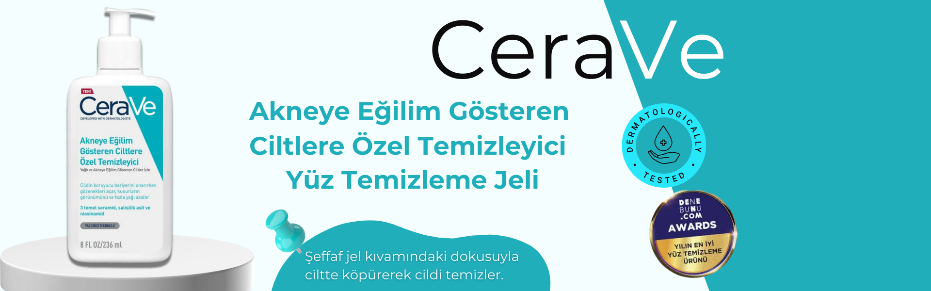 Cerave Akneye Eğilim Gösteren Ciltler İçin Temizleyici Jel